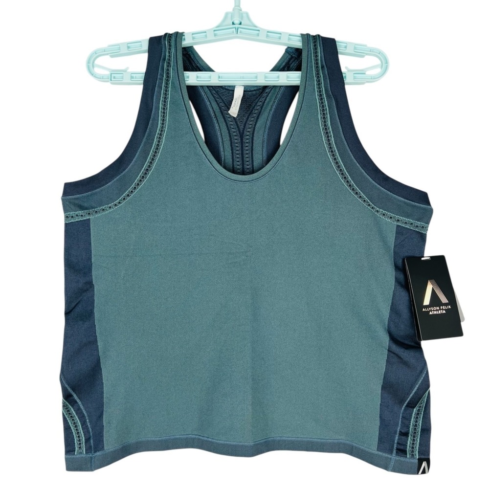 Athleta Allyson Felix Sport Legend Shine Blue‎ Tank 2X Breathable Racerback NWT